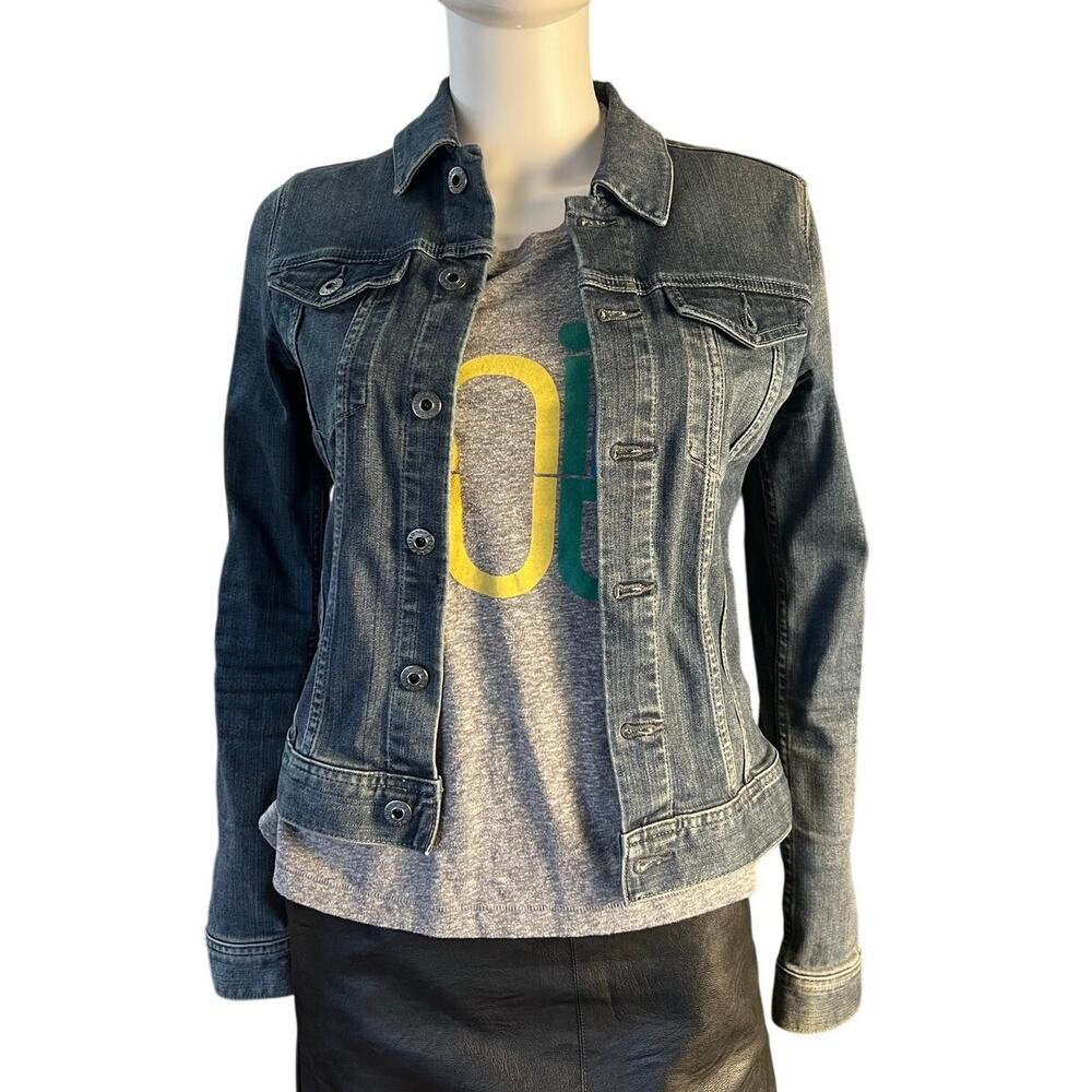 AG Adriano Goldschmied Stretchy Dark Fitted Denim Jacket Size Small